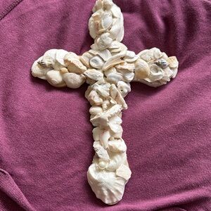 Hand made Cross Decor are hand picked many diff shells. Wood back ready to hang.